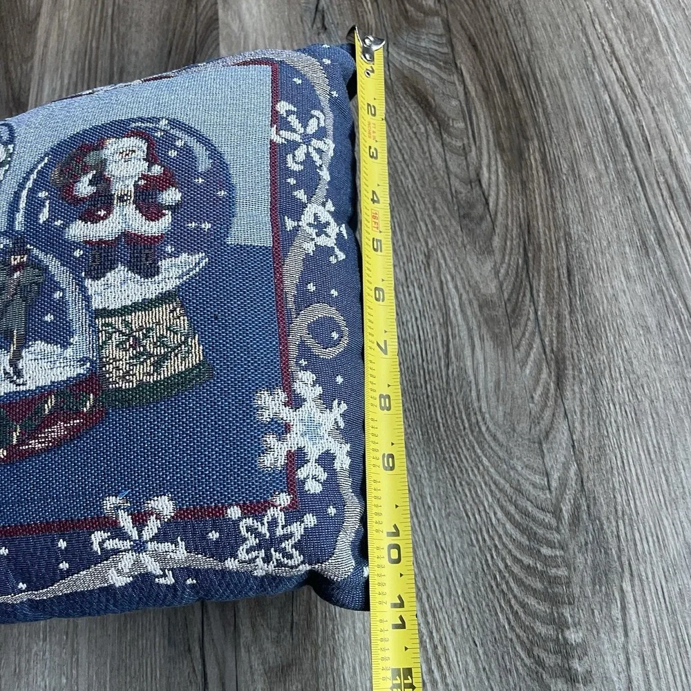Vintage Christmas Tapestry Throw Pillow Couch Snowman Winter Snow Globe 14